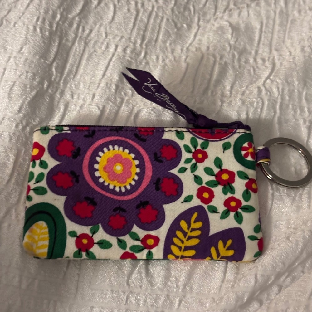 Vera Bradley Zip ID Case Women One Size Multicolor New Floral Key Ring Wallet